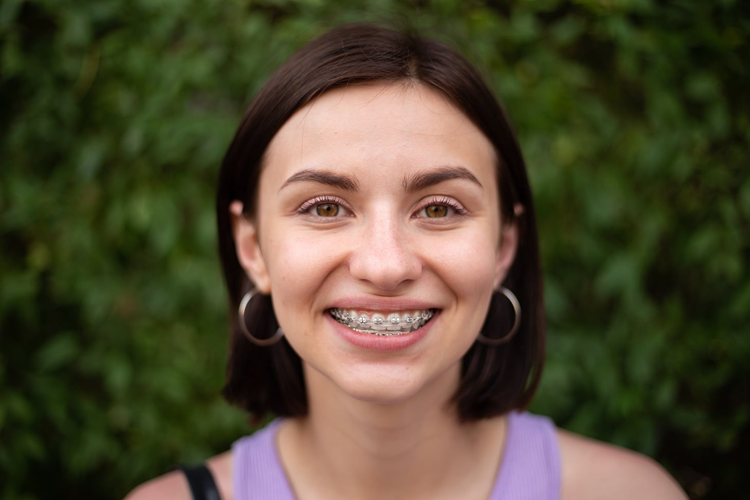 woman with braces smiling in west reading pa